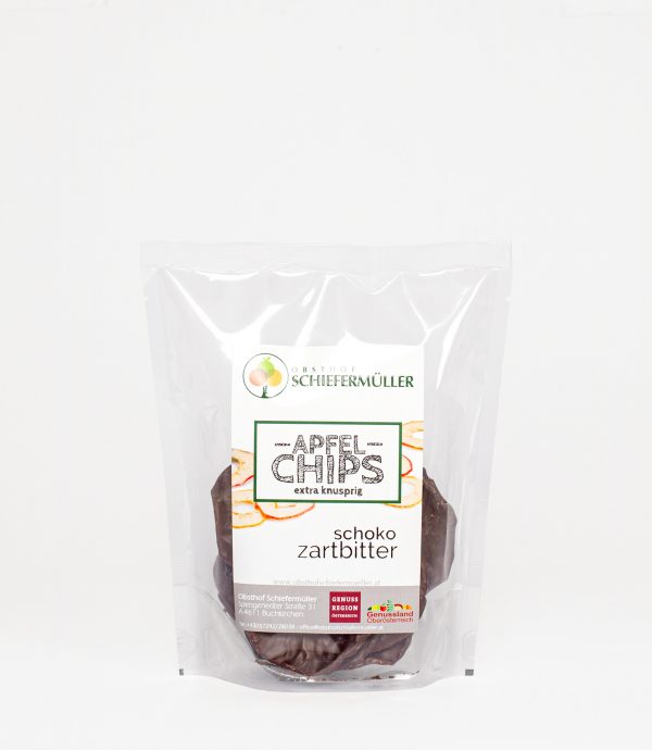 Apfelchips mit Zartbitterschokolade